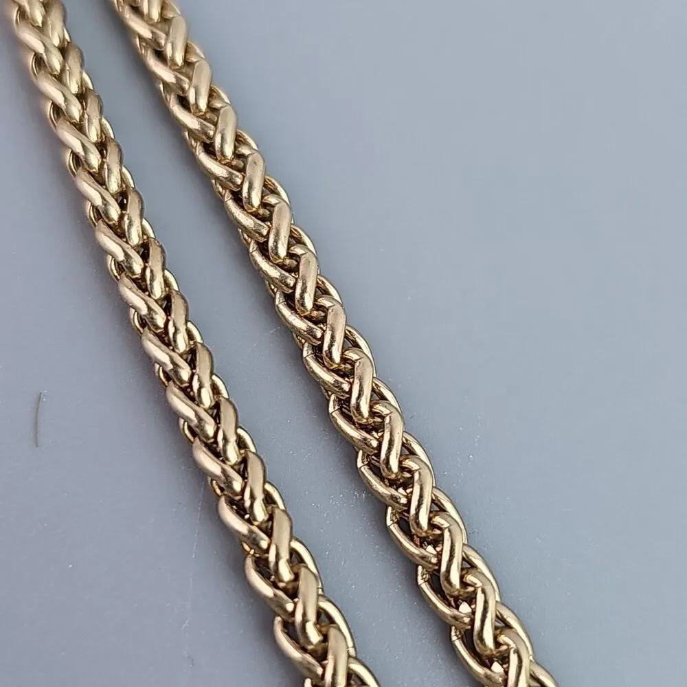 Chicos Gold Tone Necklace Wire Wrapped Oval Shape Pendant 16 in Braided Chain